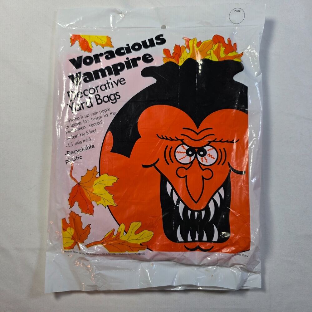 Vintage 1990 Voracious Vampire Halloween Yard Bag 4 Ft Poly-Pak Sealed NOS